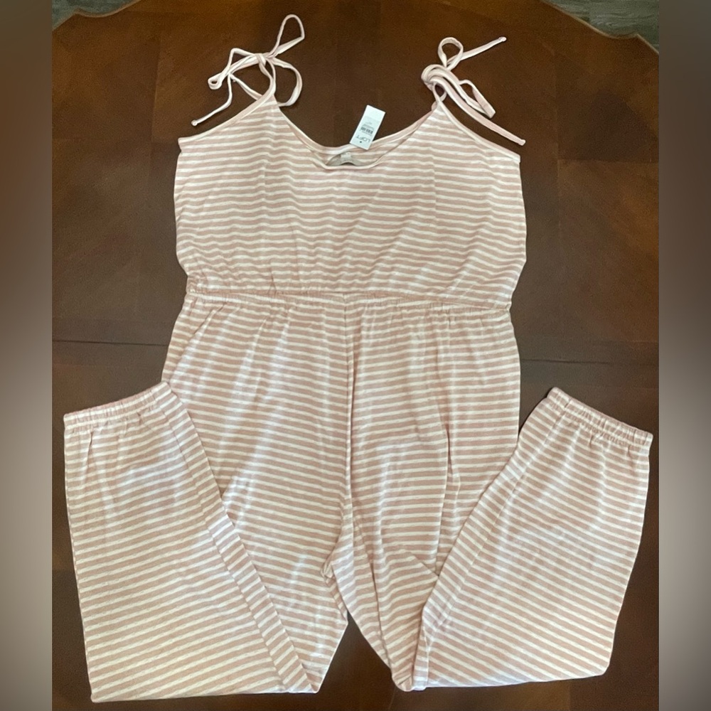 NWT LOFT sz XL Pink and White Striped Jumper